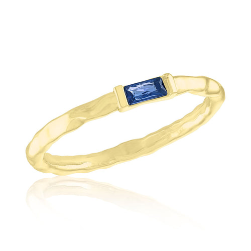 Stack Gold Ring - Style 78 - Mini Montana Blue Baguette