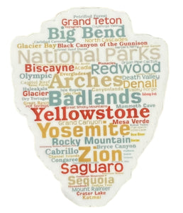 National Parks Names Arrowhead Sticker