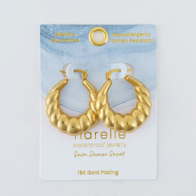 Twisted Chunky Pin Catch Hoop Earrings