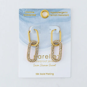 Double Pave Pin Catch Hoop Earrings