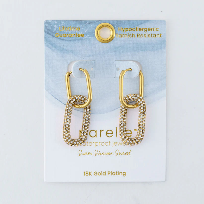 Double Pave Pin Catch Hoop Earrings