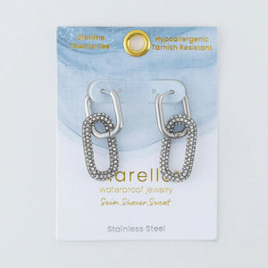 Double Pave Pin Catch Hoop Earrings