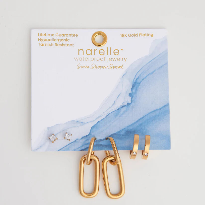 Double Linked Hoop Trio Earrings