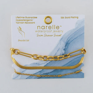 Multi Paper Clip, Snake and Dainty Chain Bracelet Set