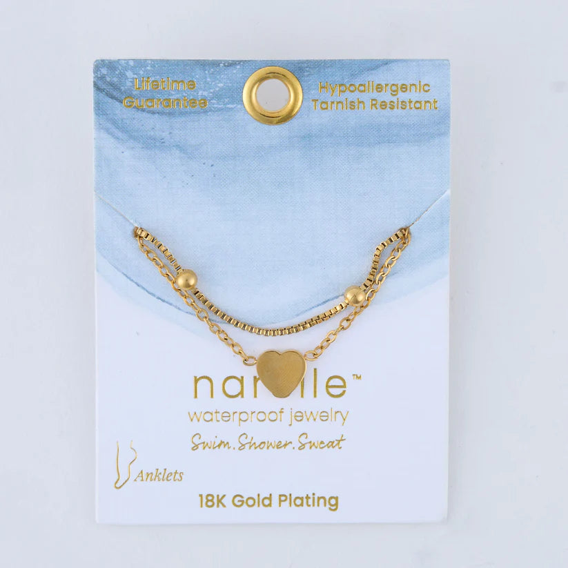 Dainty Heart 2 Rows Anklet