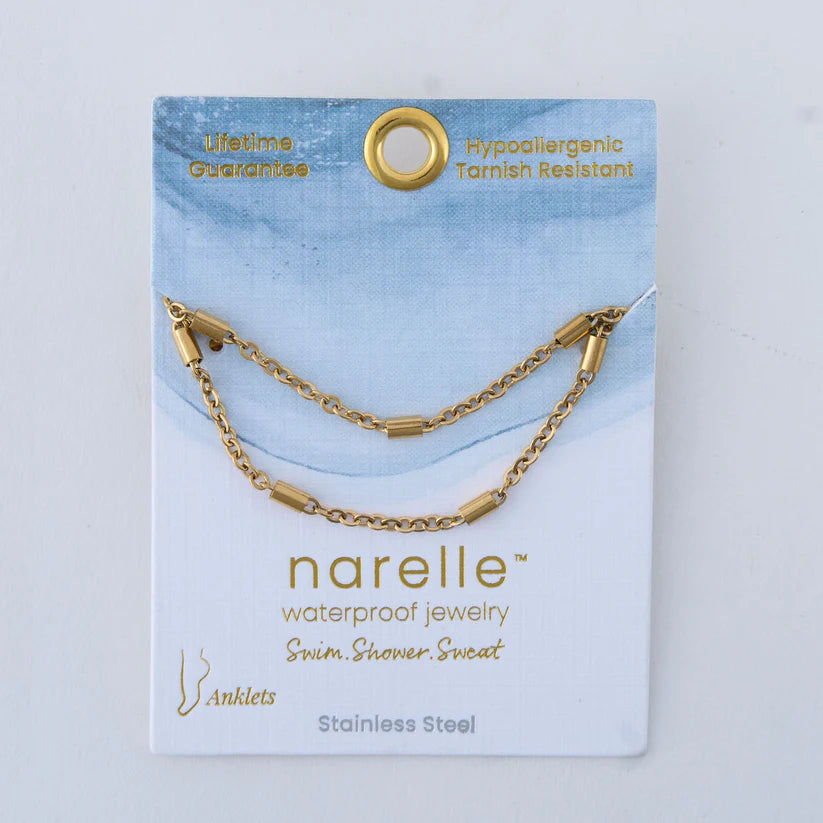 2 Rows Dainty Bar Chain Anklet