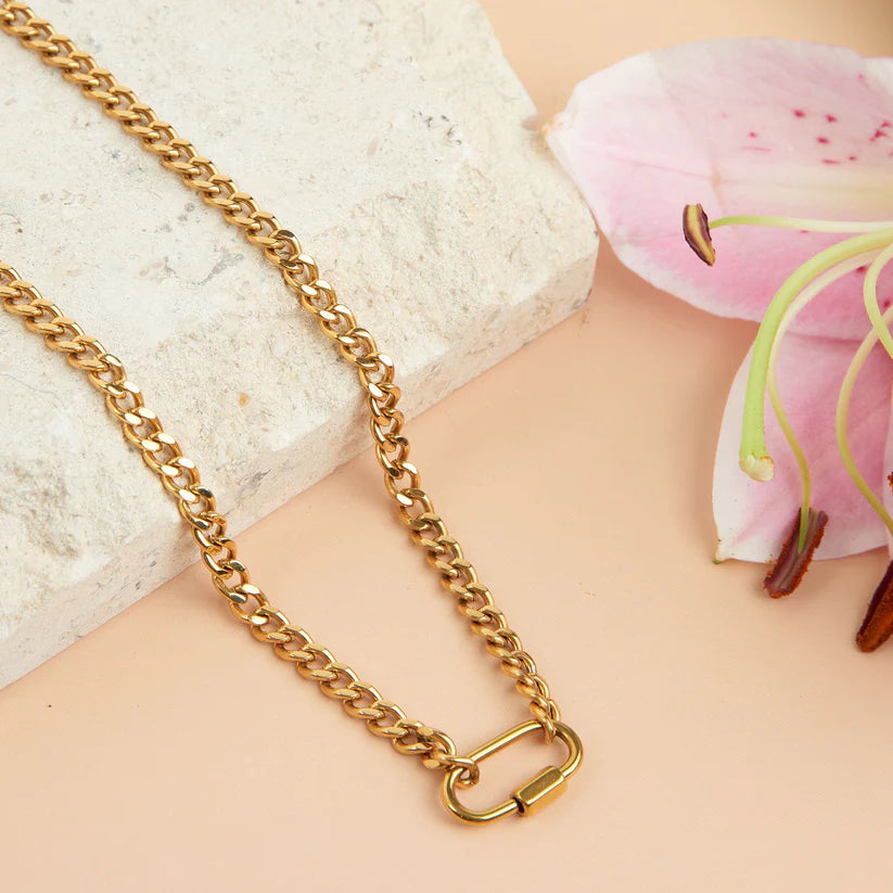 2 Tone Carabiner Chain Necklace
