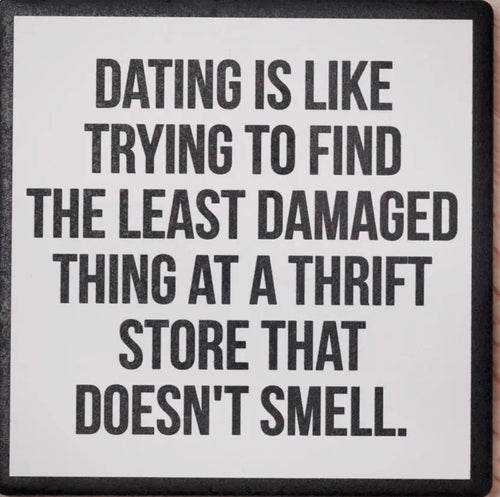 Thrift Store Dating Drink Coaster