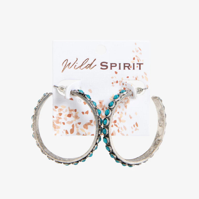 Stone Hoop Earrings