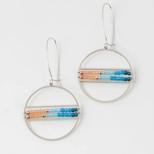 Silver Double Bar Hoop Seed Bead Earring