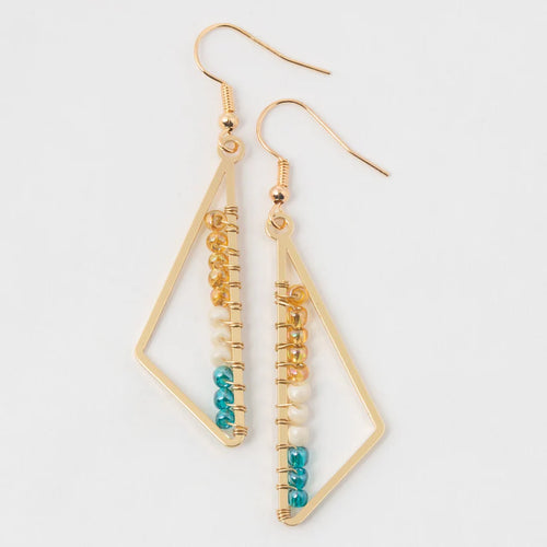 Gold Triangle Drop Seed Bead Earring