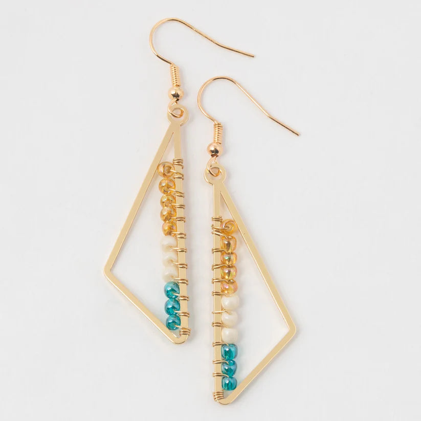 Gold Triangle Drop Seed Bead Earring
