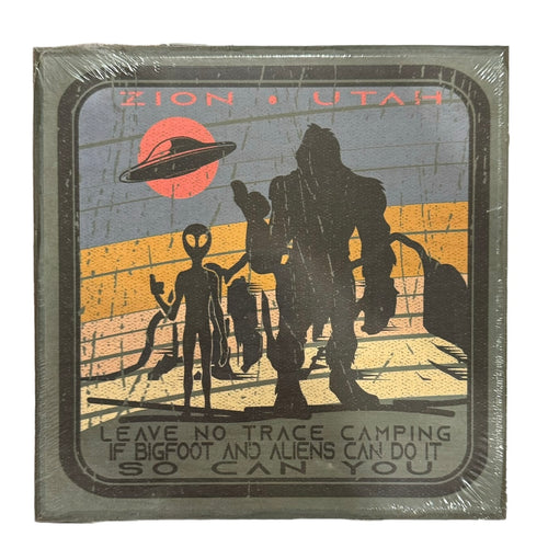 Alien Sasquatch Square Wood Sign