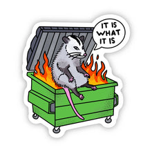 It is what it is Possum Dumpster Fire Sticker