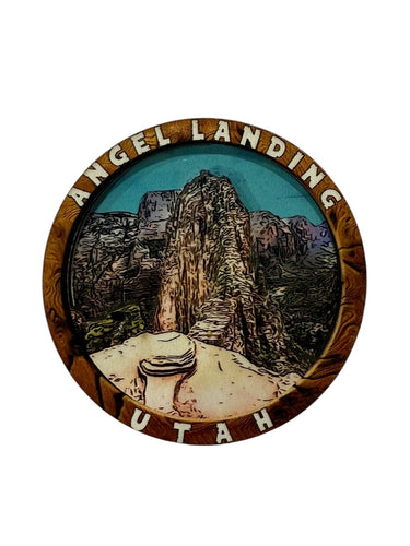Angels Landing Circle Wood Magnet*