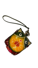 Cat with Fish Leather Wristlet