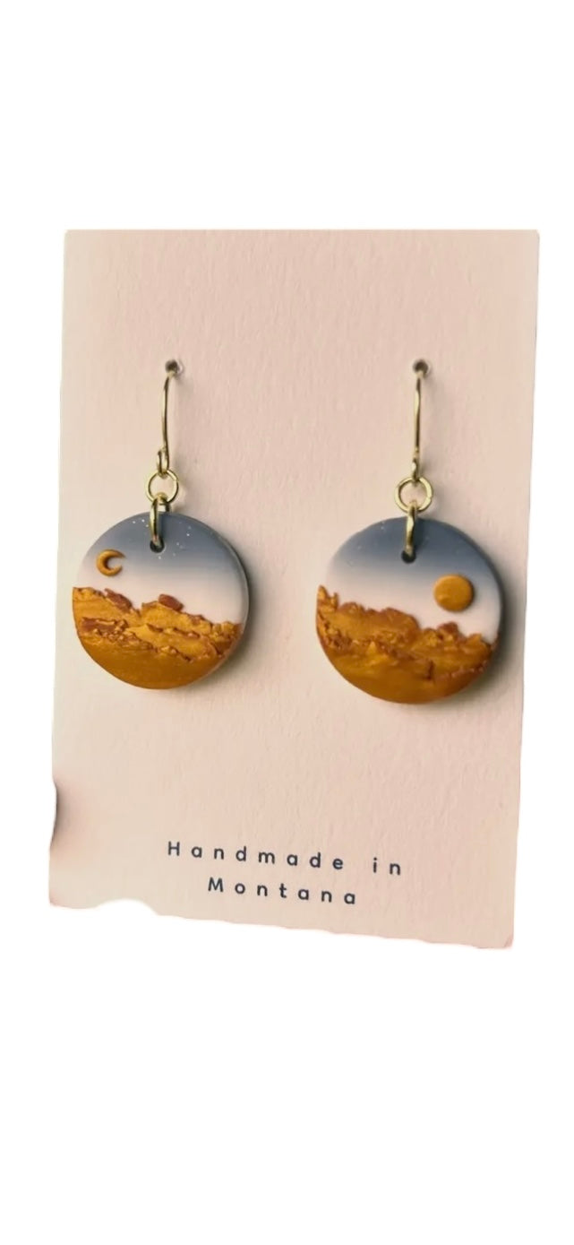 Big Sky Montana Landscape Clay Dangle Earrings