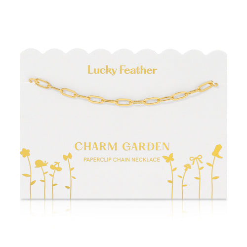 Gold Charm Paperclip Chain Necklace