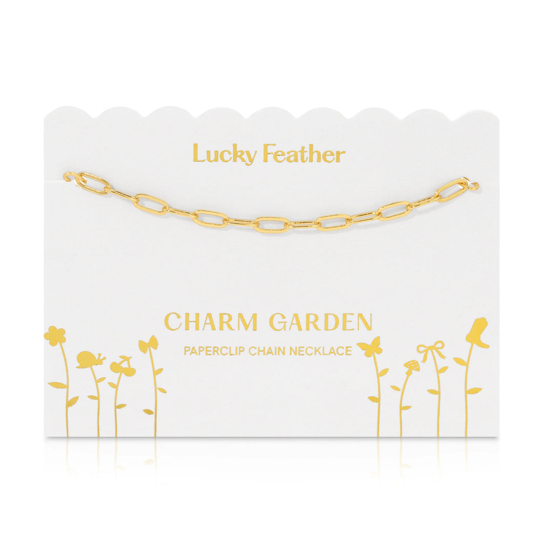 Gold Charm Paperclip Chain Necklace