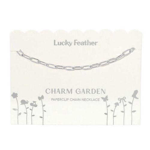Silver Charm Paperclip Chain Necklace