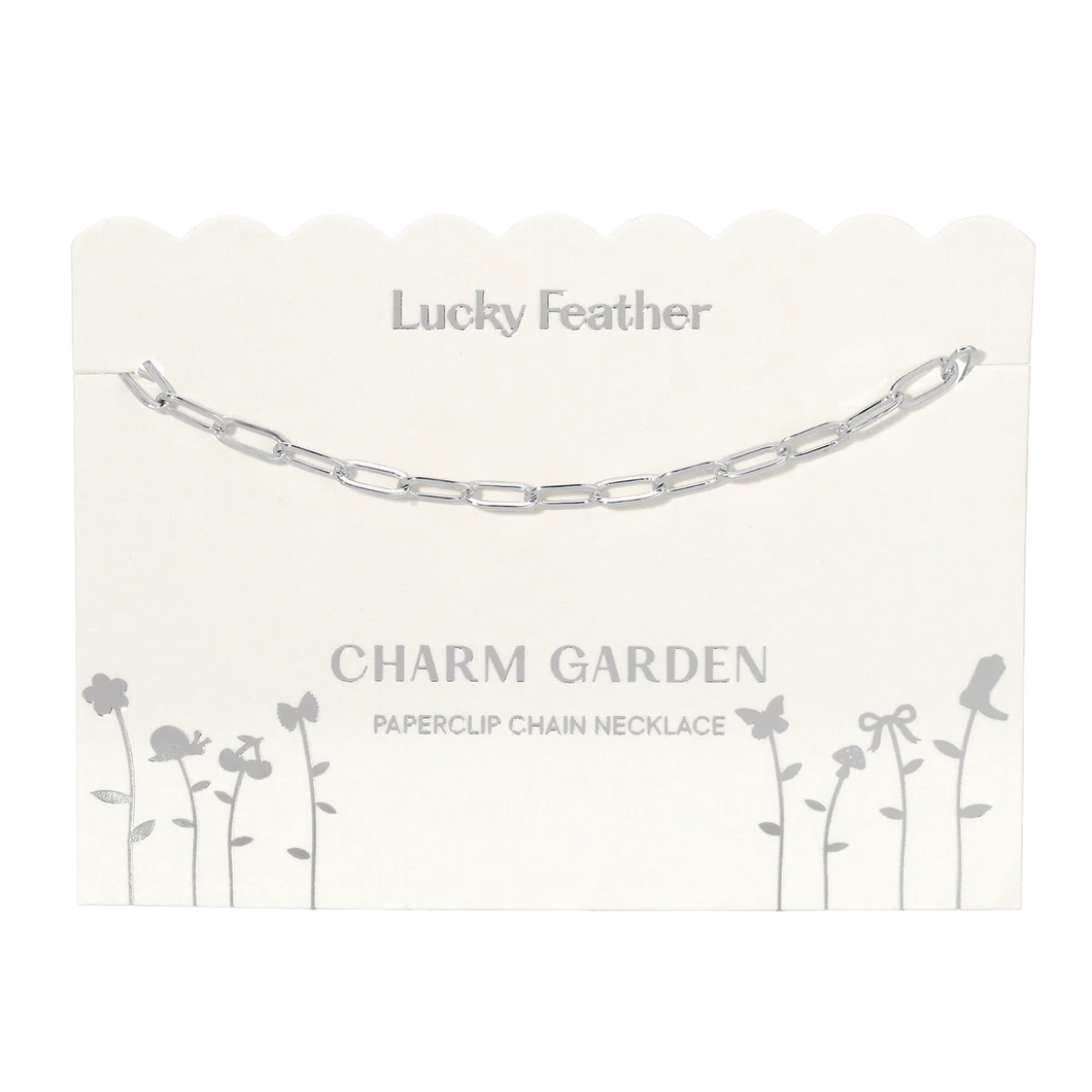Silver Charm Paperclip Chain Necklace