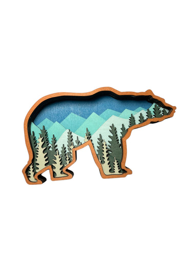 Mountain Bear 3D Wood Carving