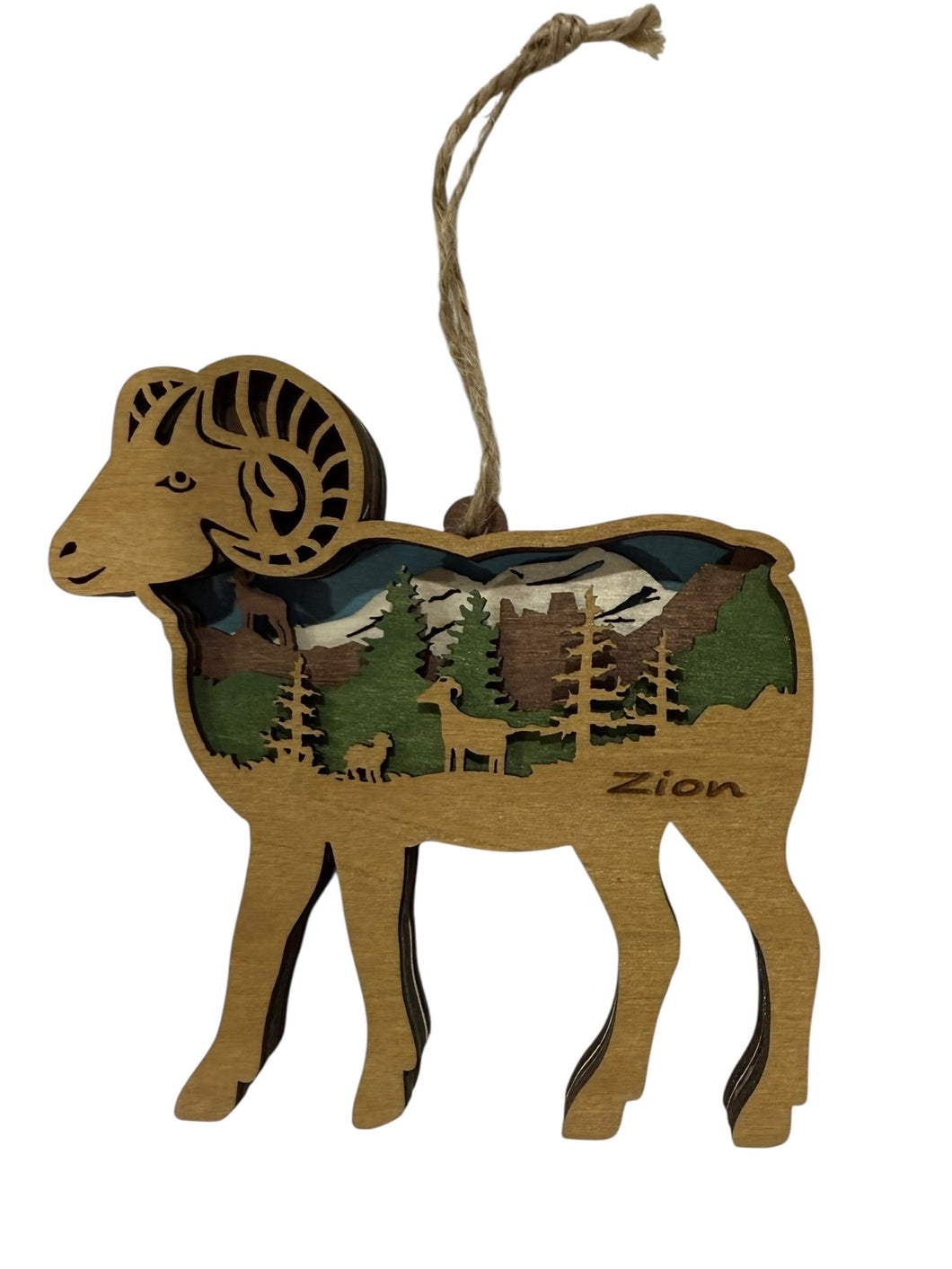 Mountain Ram Zion 3D Wood Ornament