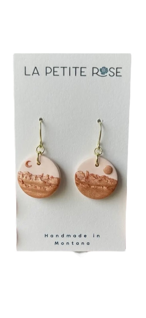 Copper Clay Landscape Clay Dangle Earrings