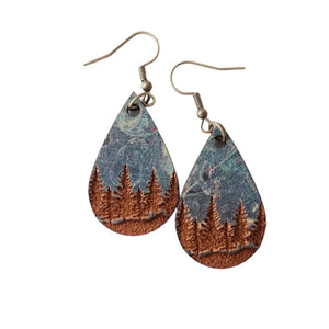 Weathered Forest Tear Drop Earrings