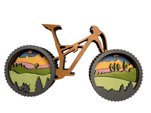 Colorful Bike 3D Wood Carving