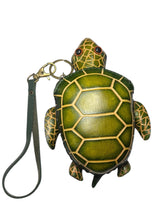 Green Turtle Leather Wristlet