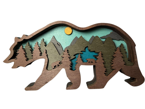 Dancing Bear 3D Wood Carving