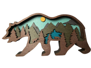 Dancing Bear 3D Wood Carving