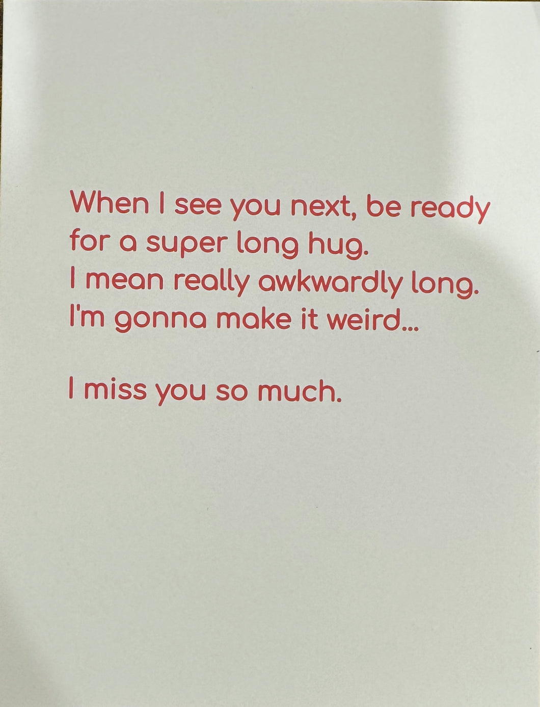 Awkward Hug Friendship Card