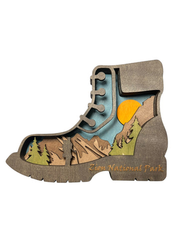 Hiking Boot 3D Wood Carving