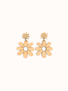 Small Daisy Drop Bamboo Earrings