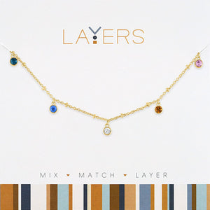 Layers Necklace 181G Gold Multi Color Disc