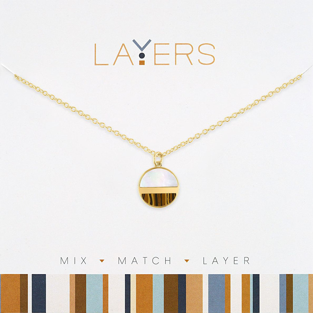 Layers Necklace 183G Gold SS & Faux Wood