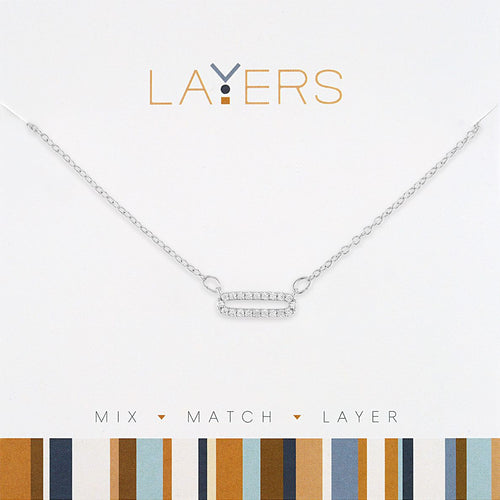 Layers Necklace 637S Silver CZ Single Link