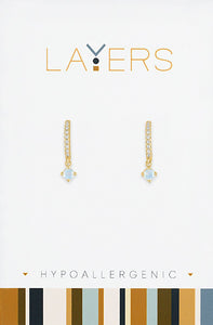 Layers Earrings 90G Gold Petite Opal CZ Huggie