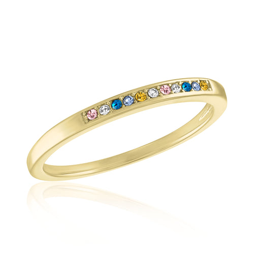 Stack Gold Ring - Style 76 - Multi-Color Inset CZ
