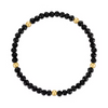 Jet Black w Gold Ball Stretchy Facet Mila Bracelet