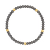 Charcoal w Gold Ball Stretchy Facet Mila Bracelet