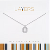 Silver Emerald Cut CZ Pendant Layers Necklace