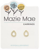 Gold Open CZ Teardrop Stud MM Earring