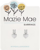 Silver CZ Heart Drop Stud Mazie Mae Earring