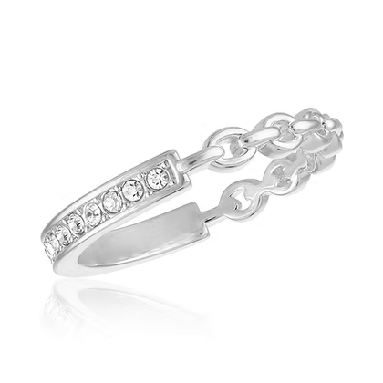 Stack Ring - Style 136 Half Chain Half CZ