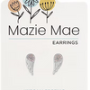 Silver CZ Angel Wing Stud MM Earring