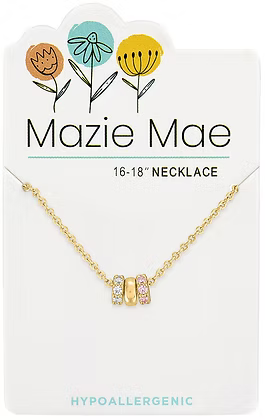 Gold Trio CZ Wheel Charm MM Necklace