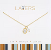 Gold Oval Crystal & Pearl Pendant Layers Necklace